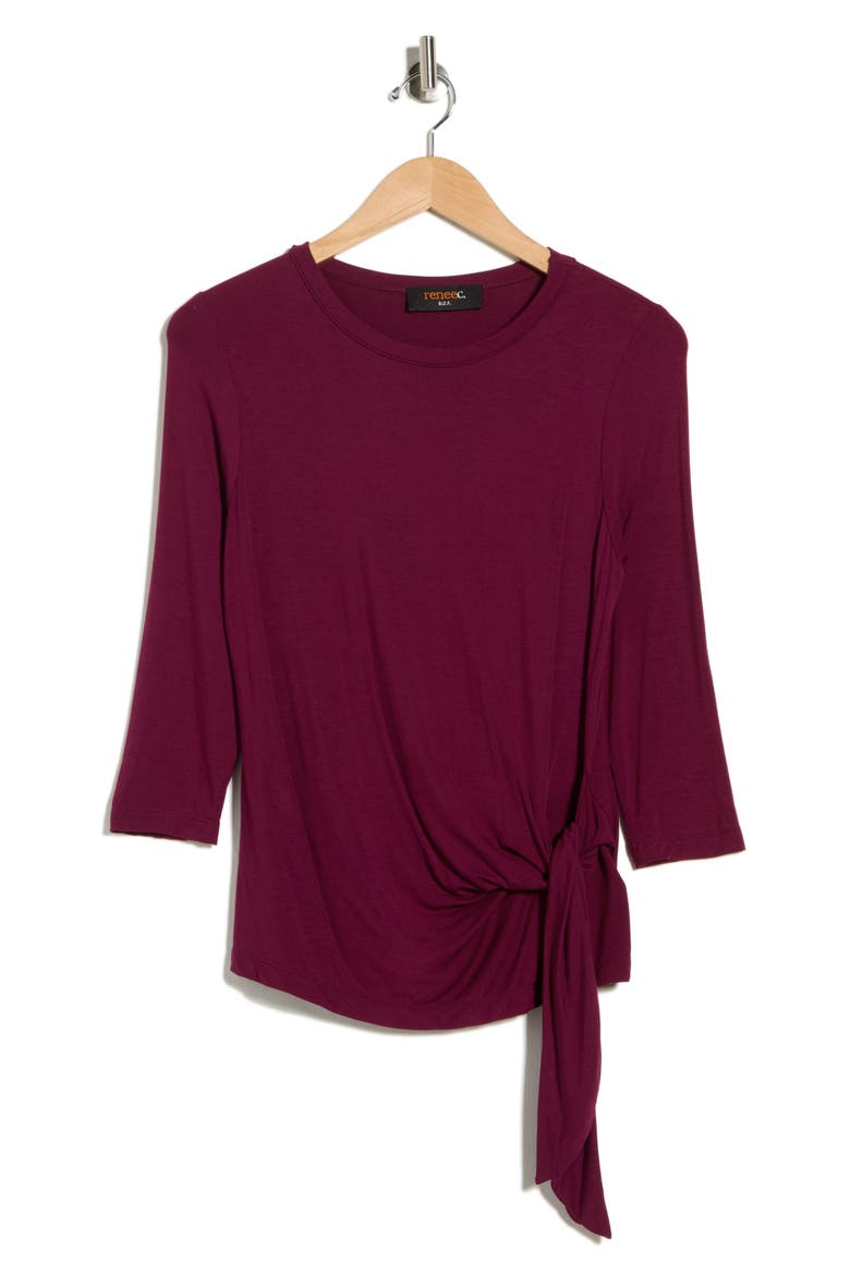 Side Knot Top, Alternate, color, BURGUNDY
