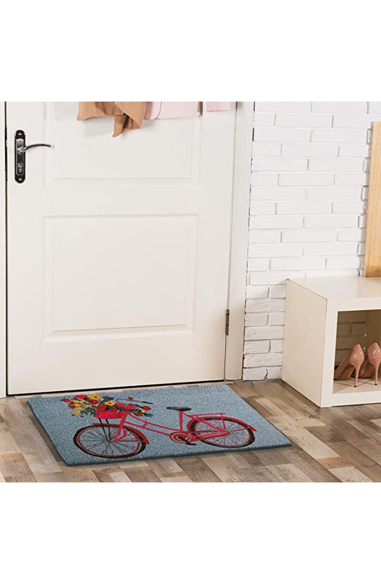 tag Bike Rider Coir Rectangle Indoor Outdoor Doormat Blue, Alternate, color, Blue