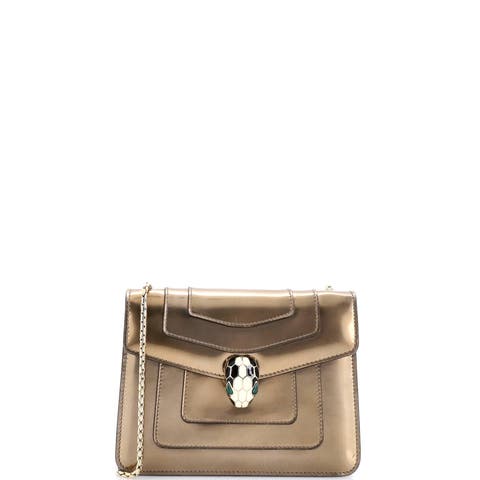 Serpenti Forever Square Shoulder Bag Metallic Leather Small