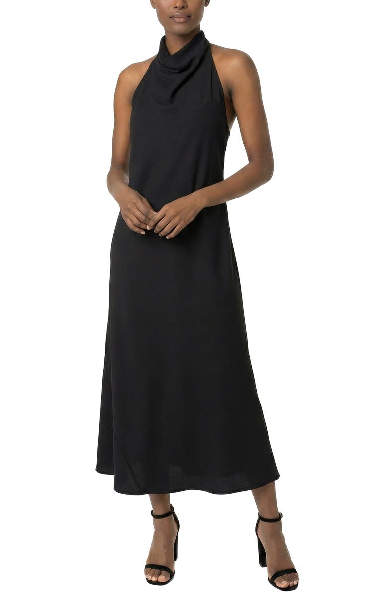 AREA STARS Jersey Halter Dress, Alternate, color, Black Garden