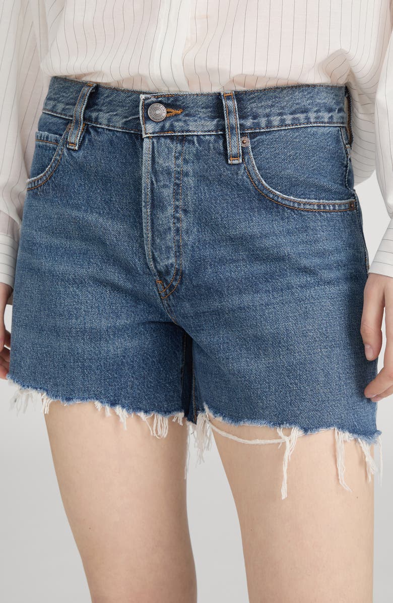 FRAME The Hang Mid Thigh Denim Cutoff Shorts, Alternate, color, Goose
