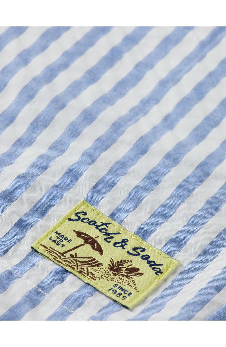 Scotch & Soda Kids' Stripe Cotton Seersucker Bermuda Shorts, Alternate, color, Sky Blue / White Stripe