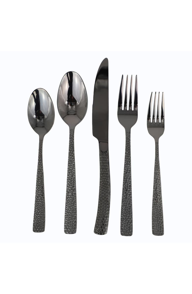 Gibson Elite Stonehenge 20 Piece Flatware Set, Alternate, color, Black