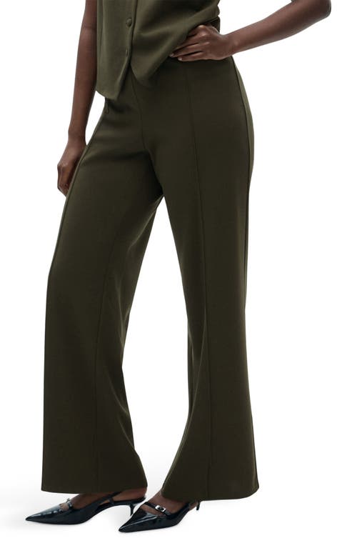 Mango Straight Leg Pants In Khaki Green