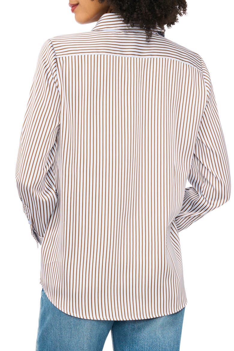 Satin Long Sleeve Button-Up Shirt, Alternate, color, WAVE COAST THIN STRIPE