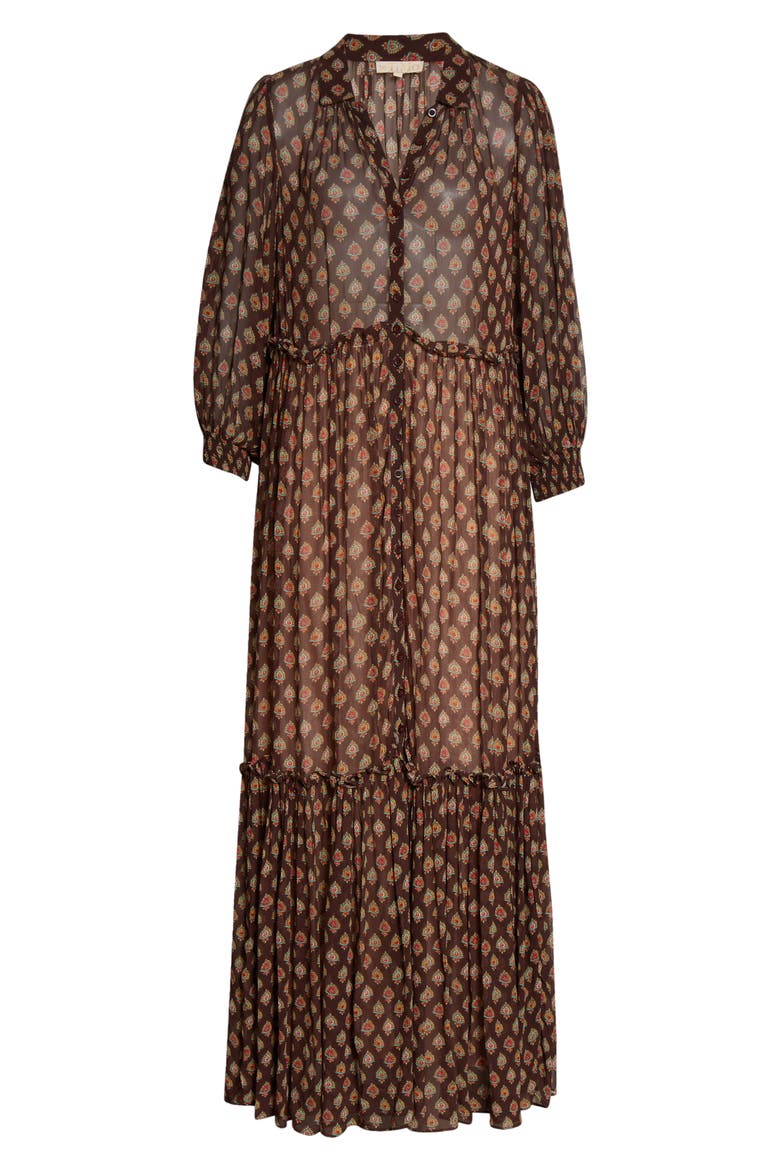 '50s Print Long Sleeve Cotton Maxi Dress, Alternate, color, BLOSSOMS