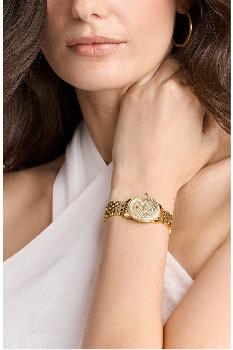 Serein Oval Diamond Bracelet Watch, 24mm x 27mm, Alternate, color, GOLD