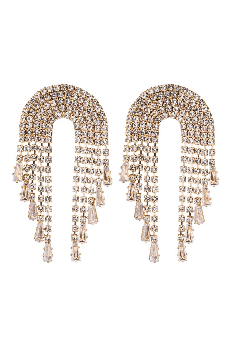Glam Time Crystal Fringe Earrings, Main, color, GOLD