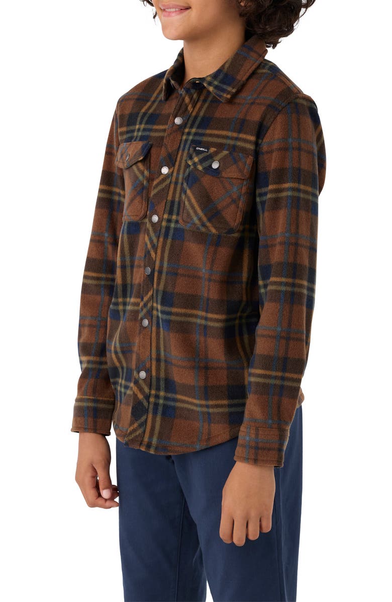 O'Neill Kids' Glacier Plaid Superfleece Snap-Up Shirt, Alternate, color, 