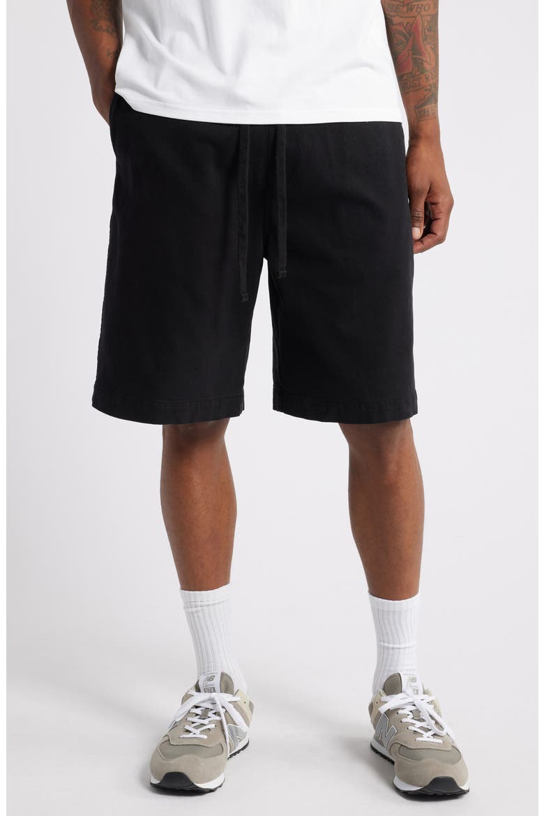 Floyde Relaxed Fit Twill Shorts, Main, color, BLACK GARMENT DYED
