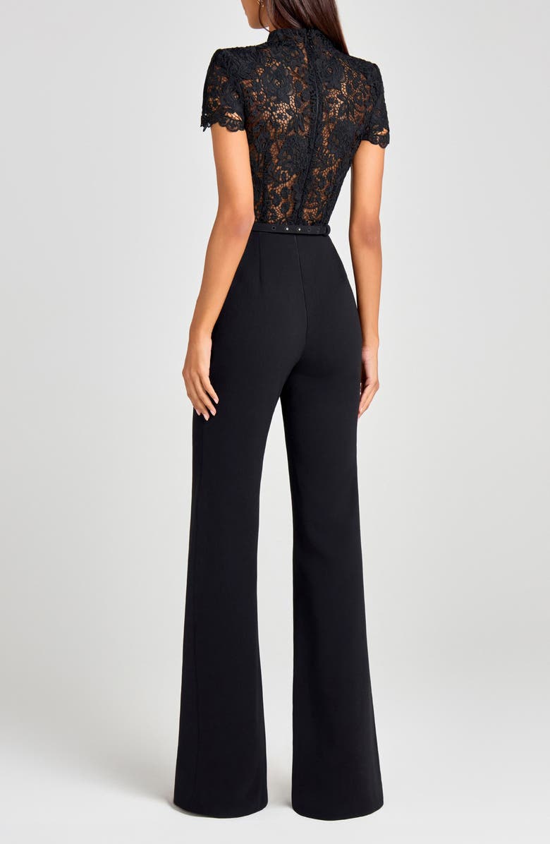 NADINE MERABI Harriet Lace Bodice Wide Leg Jumspuit, Alternate, color, Black