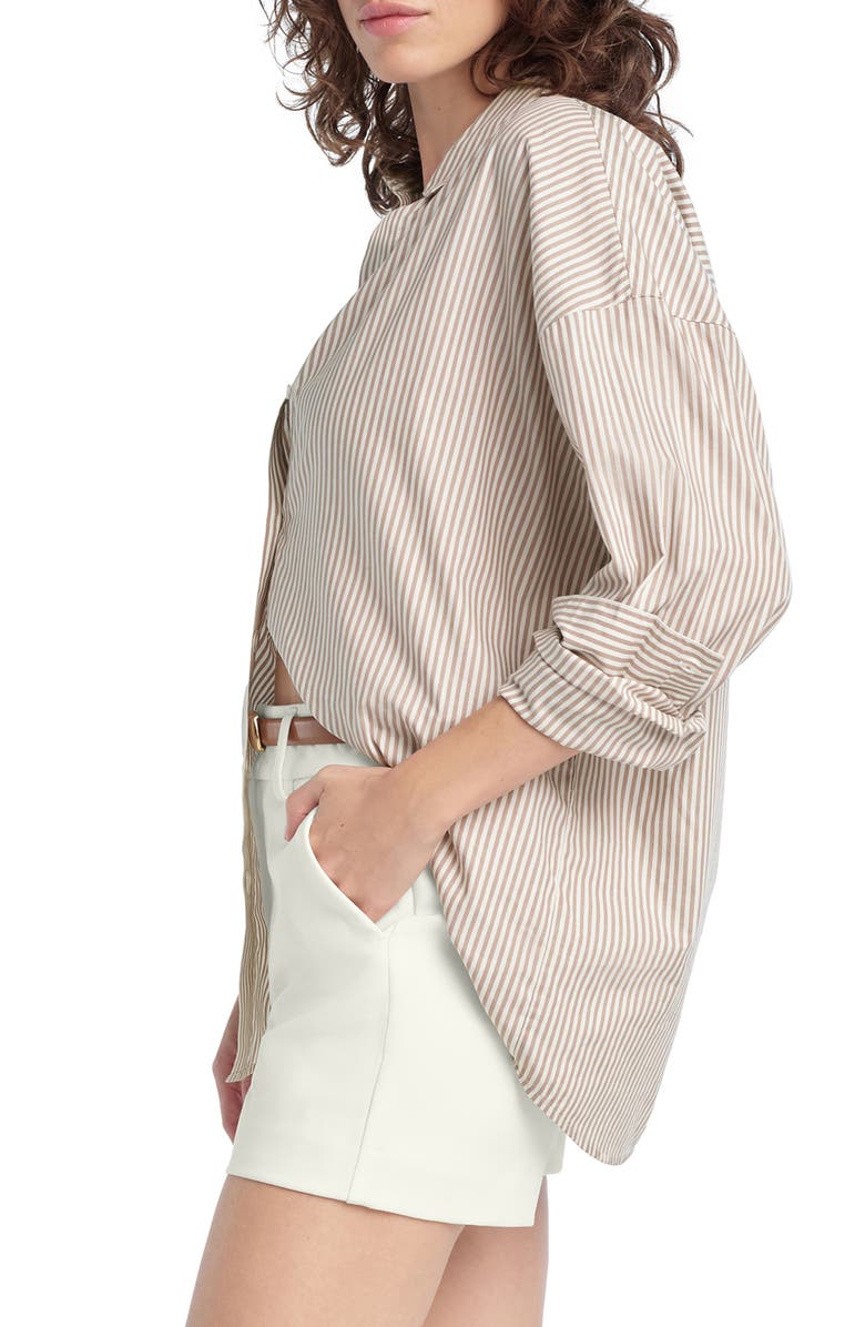 Favorite Daughter Ex Boyfriend Oversize Button-Up Shirt, Alternate, color, Soft Taupe Stripe
