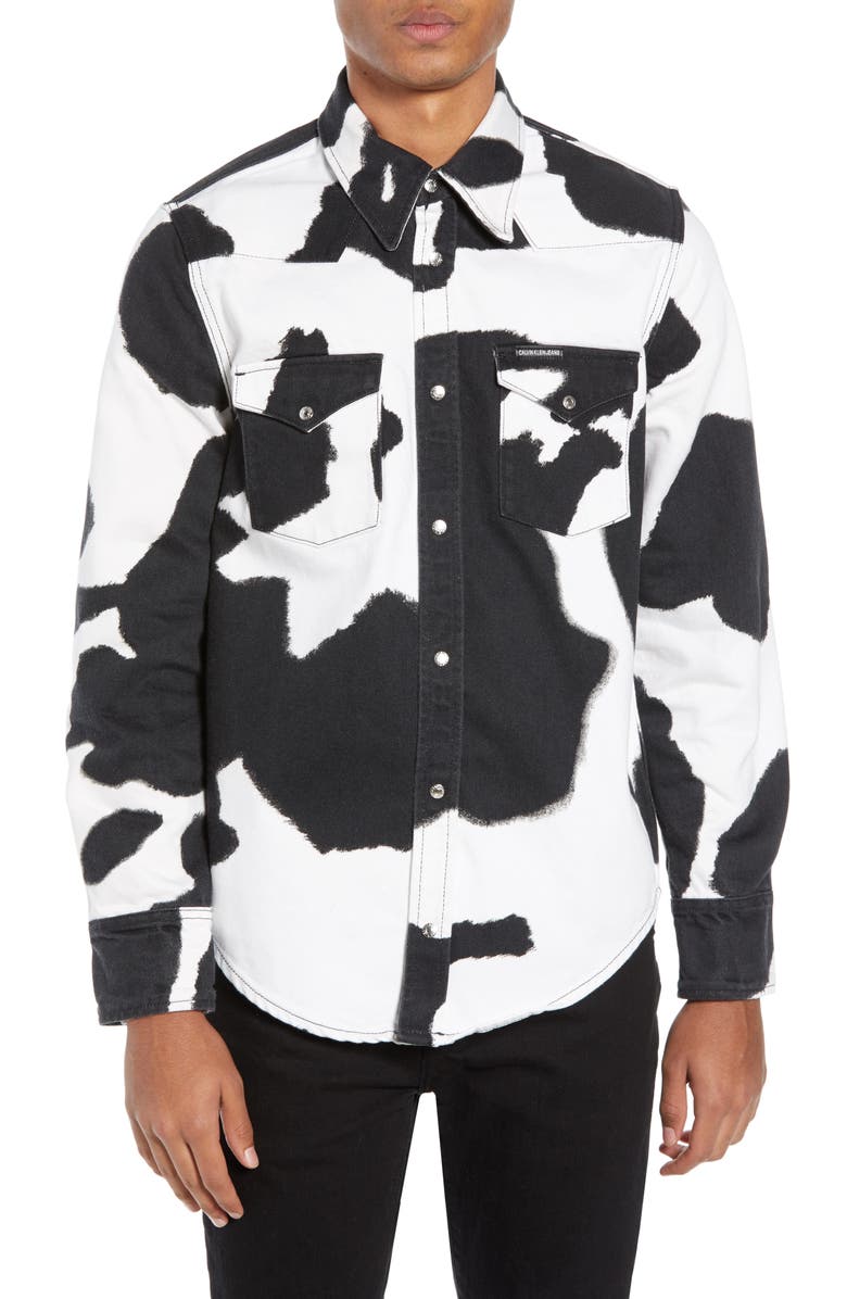 Calvin Klein Jeans Cow Print Western Shirt, Main, color,