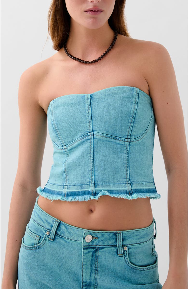 Scalpers Ques Corse Denim Top, Main, color, Turquoise