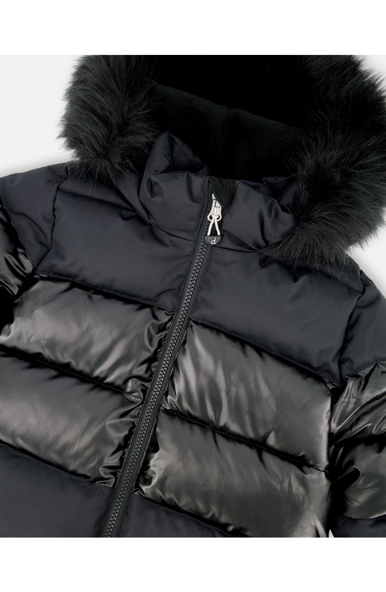 Deux par Deux Long Metallic Puffy Coat, Alternate, color, Black