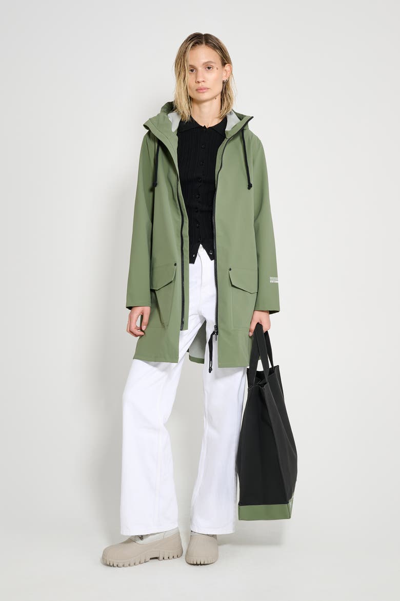 Mosebacke Patch Matte Raincoat, Alternate, color, Dry Green