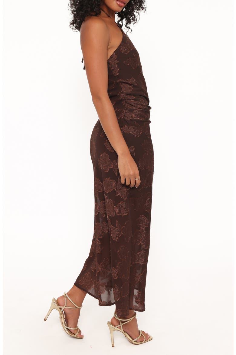 Remy Floral Jacquard Maxi Cocktail Dress, Alternate, color, BROWN