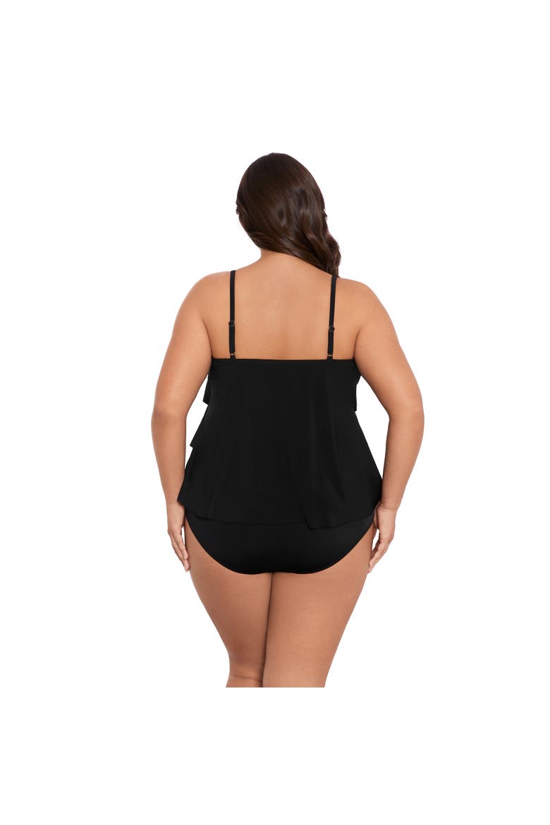 Rachel 5 Tier Ruffle Plus Size Tankini Swimsuit Top, Alternate, color, Black