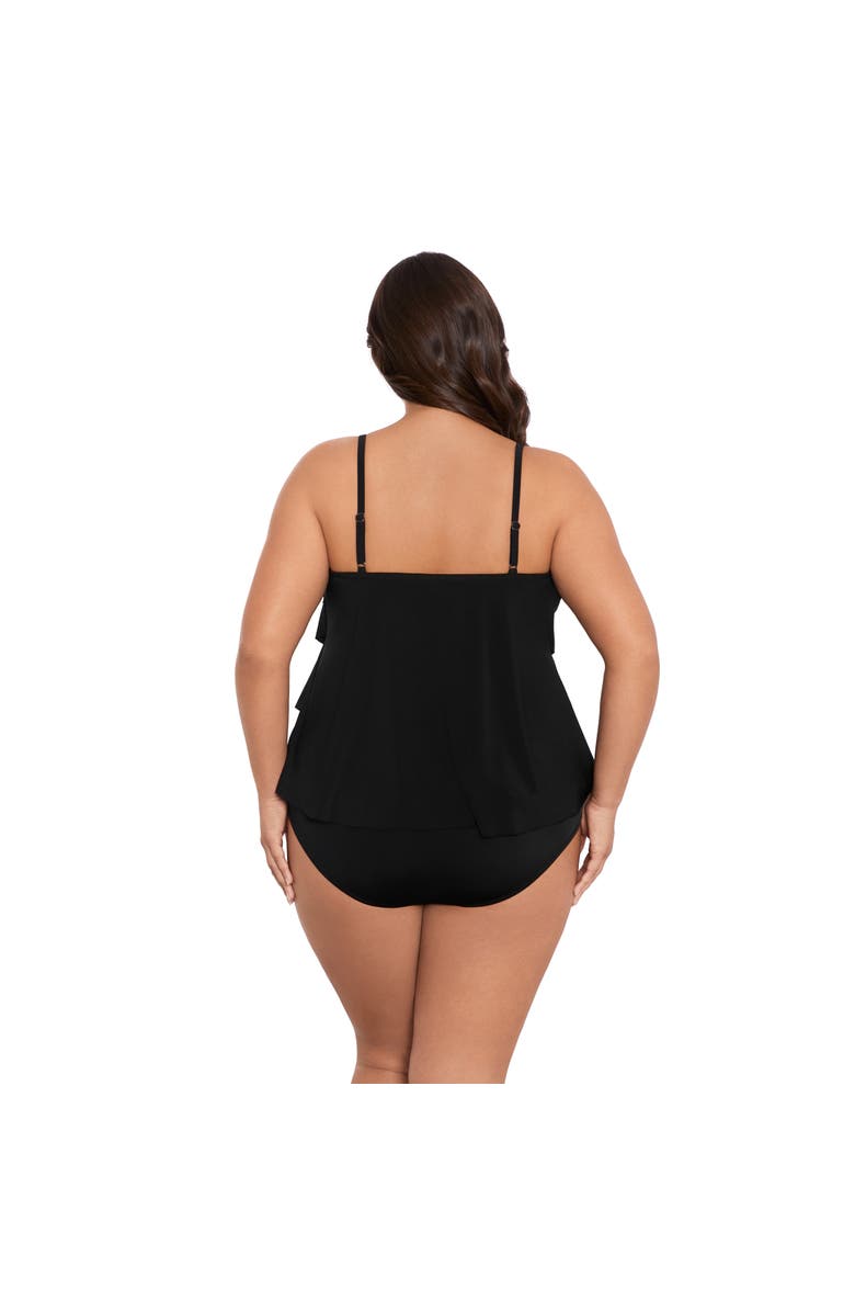 Trimshaper Rachel 5 Tier Ruffle Plus Size Tankini Swimsuit Top, Alternate, color, Black