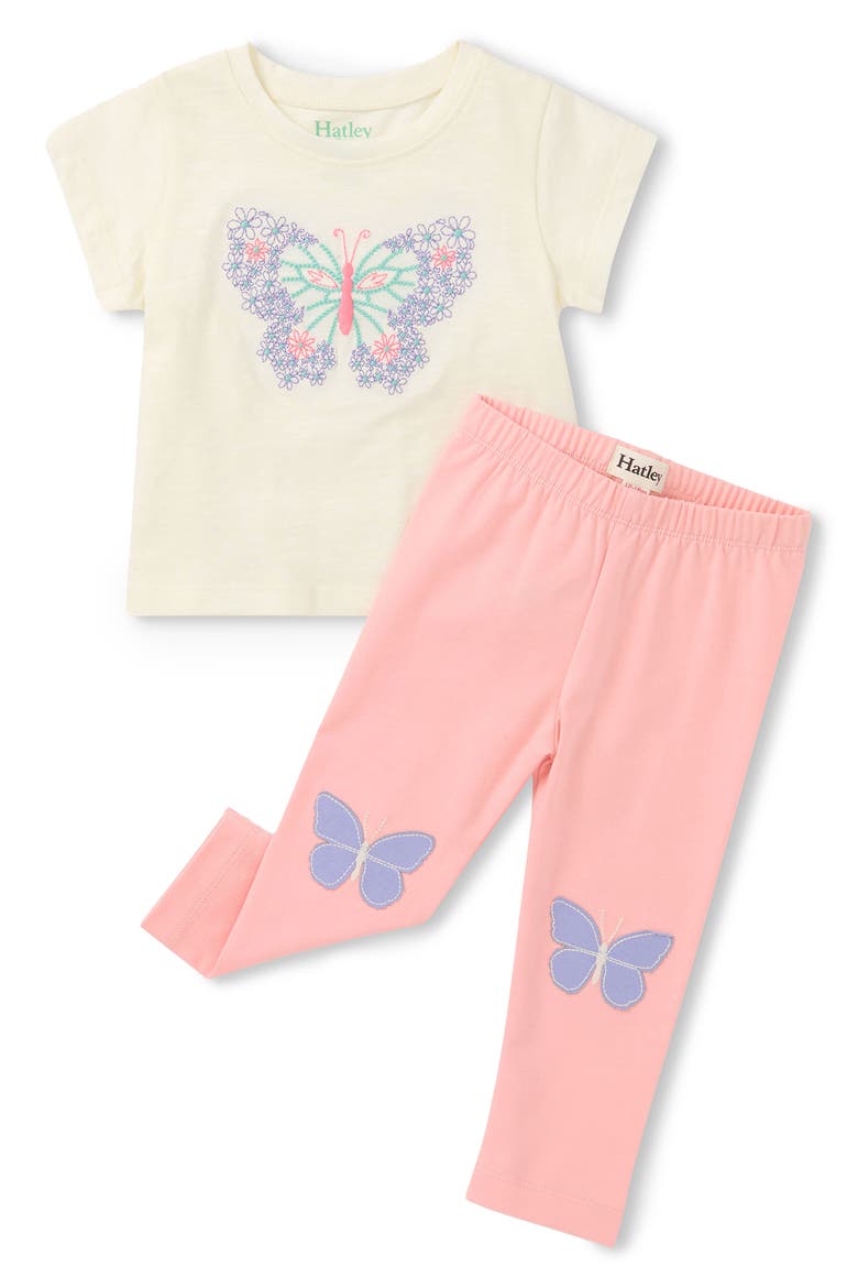 Kids' Butterfly T-Shirt & Leggings Set, Main, color, NATURAL