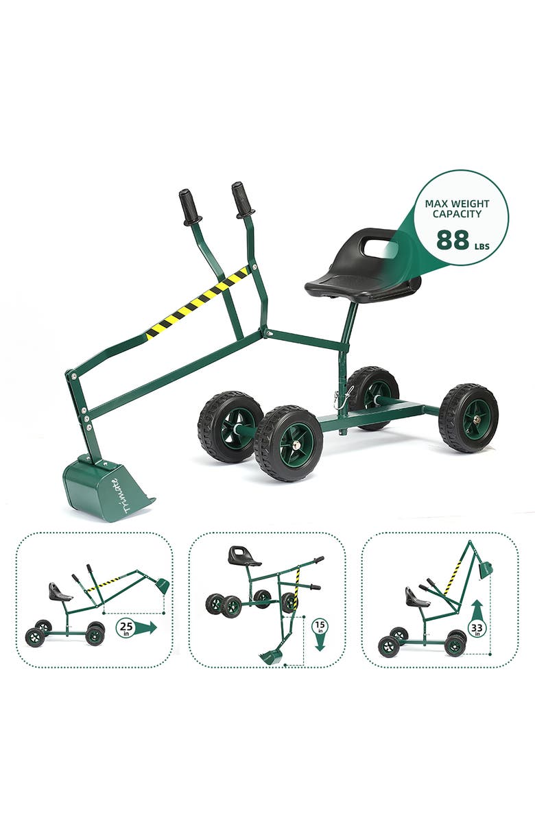 Trimate Sandbox Rideon Excavator Hunter, Alternate, color, 