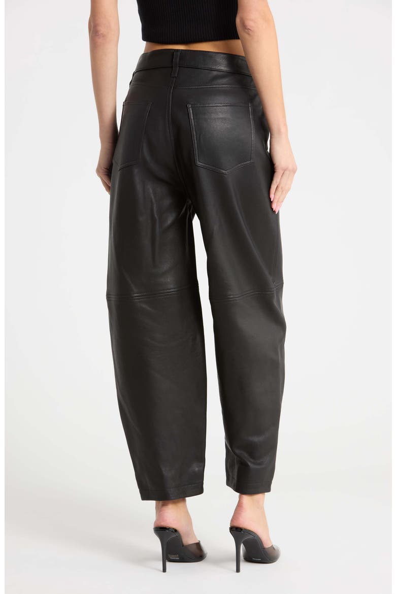 Waldon High Waist Curved Leg Leather Pants, Alternate, color, BLACK