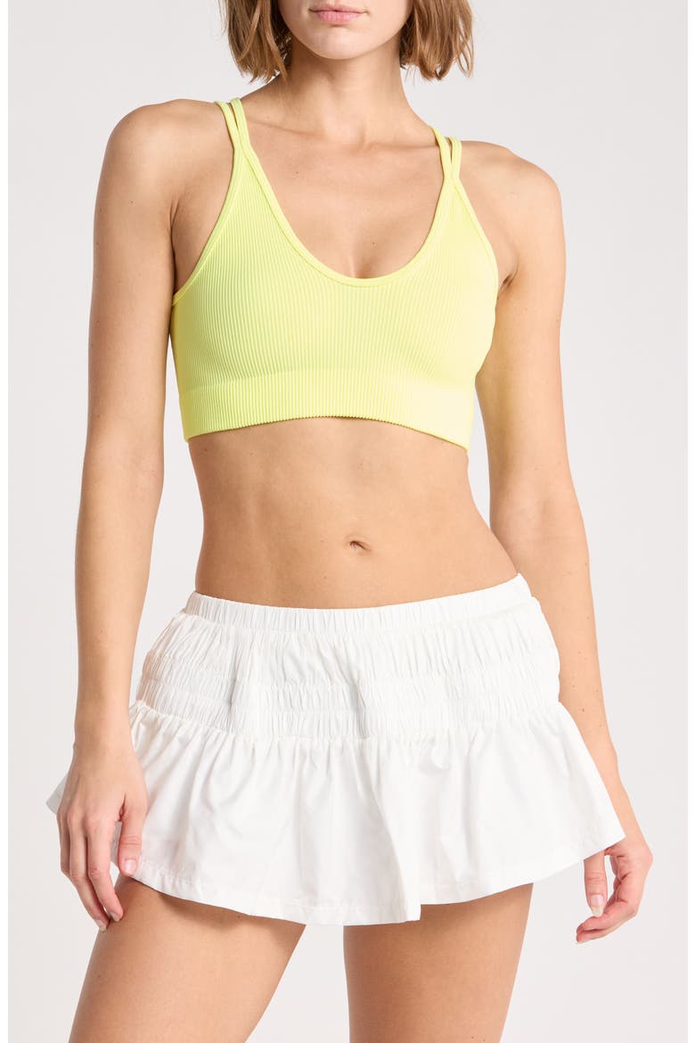 Free Throw Ribbed Sports Bra, Main, color, NEON YELLOW