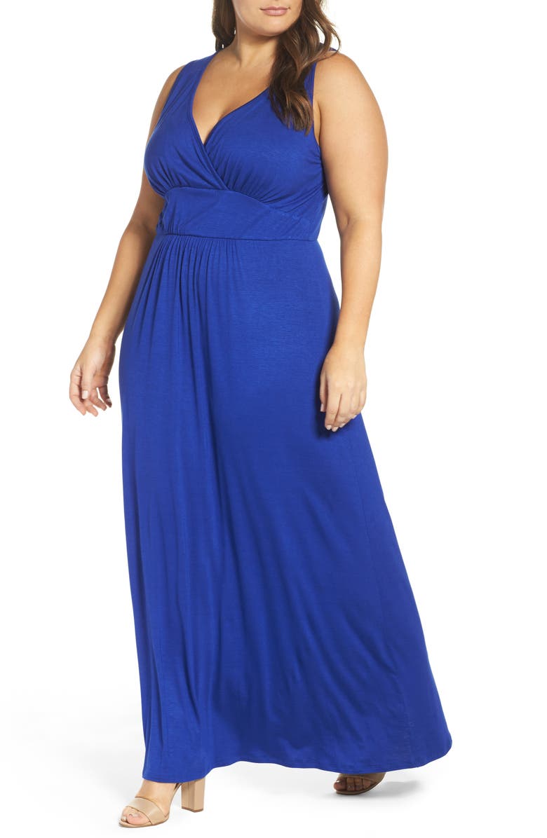 Loveappella Surplice Maxi Dress, Alternate, color, Royal