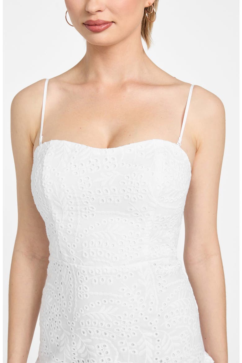Joyce Embroidered Eyelet Cotton High-Low Dress, Alternate, color, WHITE