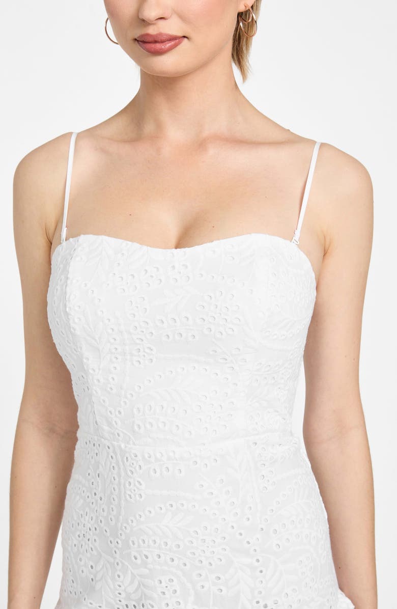 GUESS Joyce Embroidered Eyelet Cotton High-Low Dress, Alternate, color,