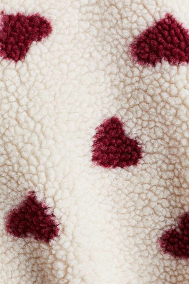 Printed Teddy Jacket, Alternate, color, Light beige/hearts