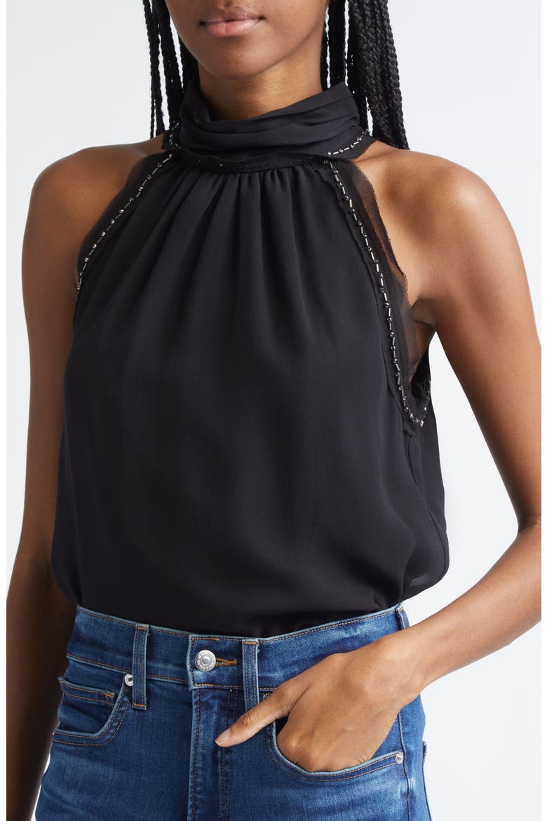 Tanisha Sleeveless Silk Top, Alternate, color, BLACK