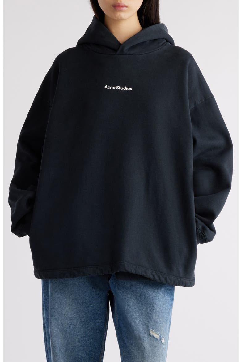 Fikka U Stamp Organic Cotton Hoodie, Main, color, BLACK
