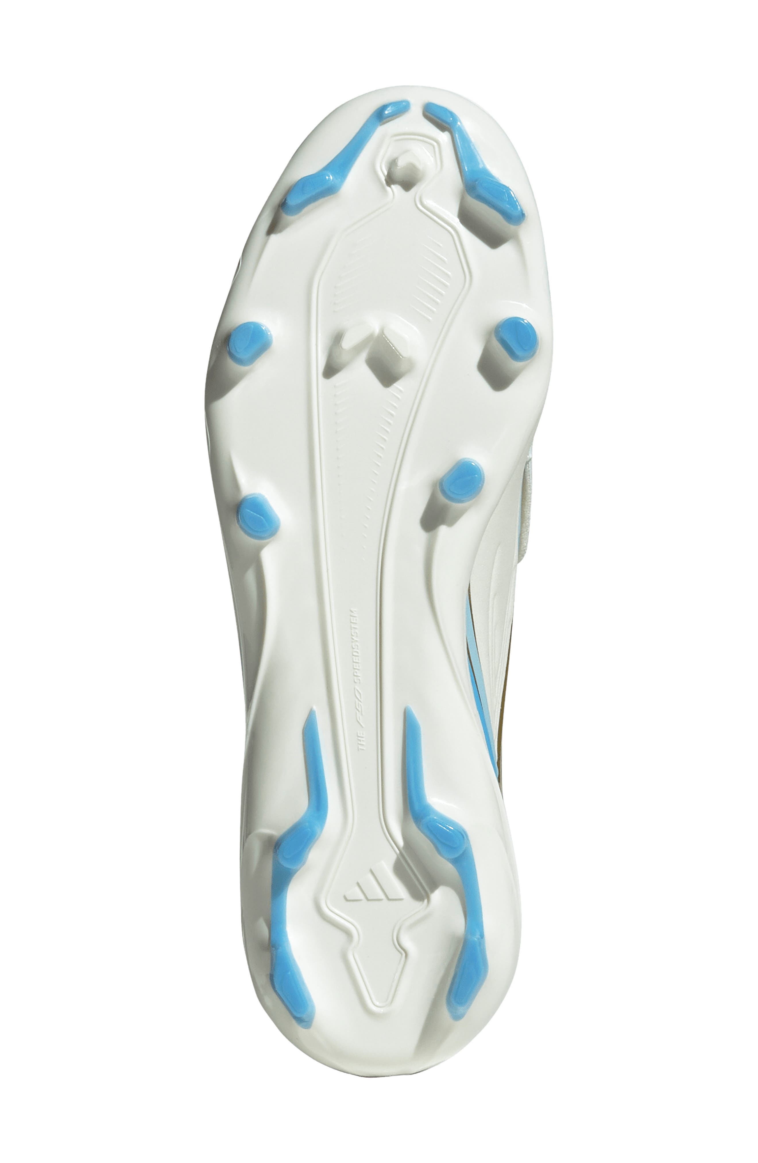 F50 Messi League Laceless Firm Ground Soccer Cleat, Alternate, color, IVORY/ SEMI BLUE / ICEY BLUE