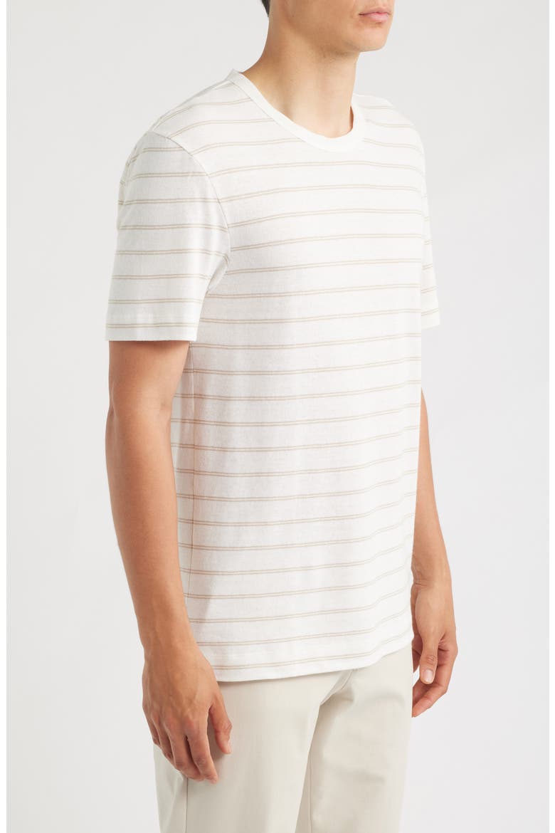 Taut Stripe Linen & Cotton T-Shirt, Alternate, color, NATURAL