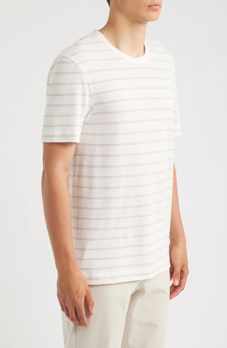BOSS Taut Stripe Linen & Cotton T-Shirt, Alternate, color, Natural