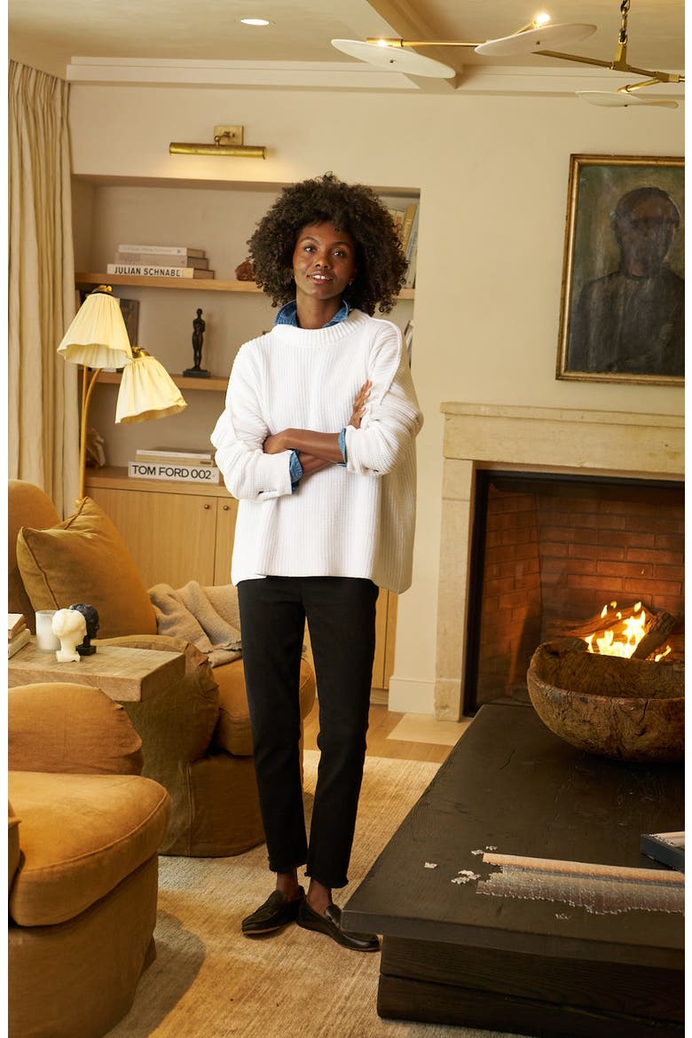 Montecito Cotton Sweater, Alternate, color, WHITE