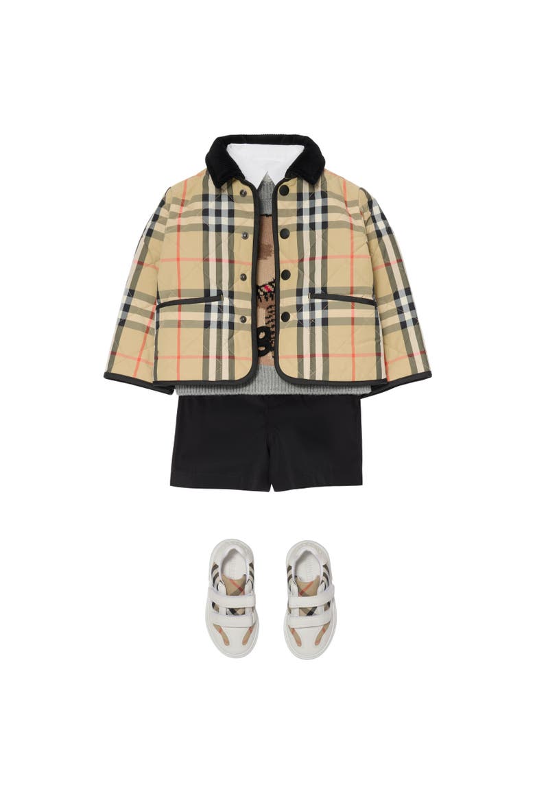 Check Quilted Nylon Barn Jacket, Alternate, color, Sand beige