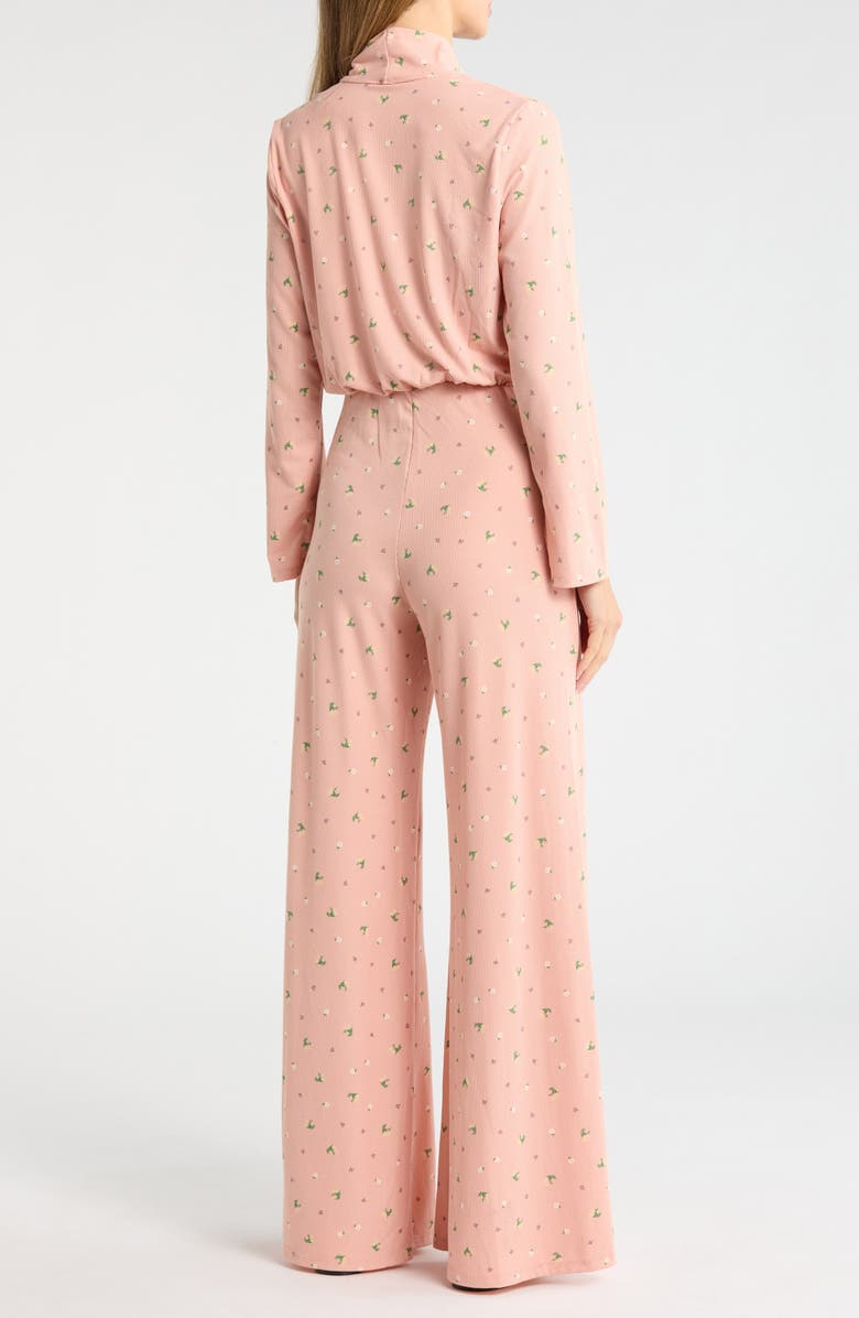 GO COUTURE Surplice V-Neck Long Sleeve Jumpsuit, Alternate, color, Dark Mauve Floral
