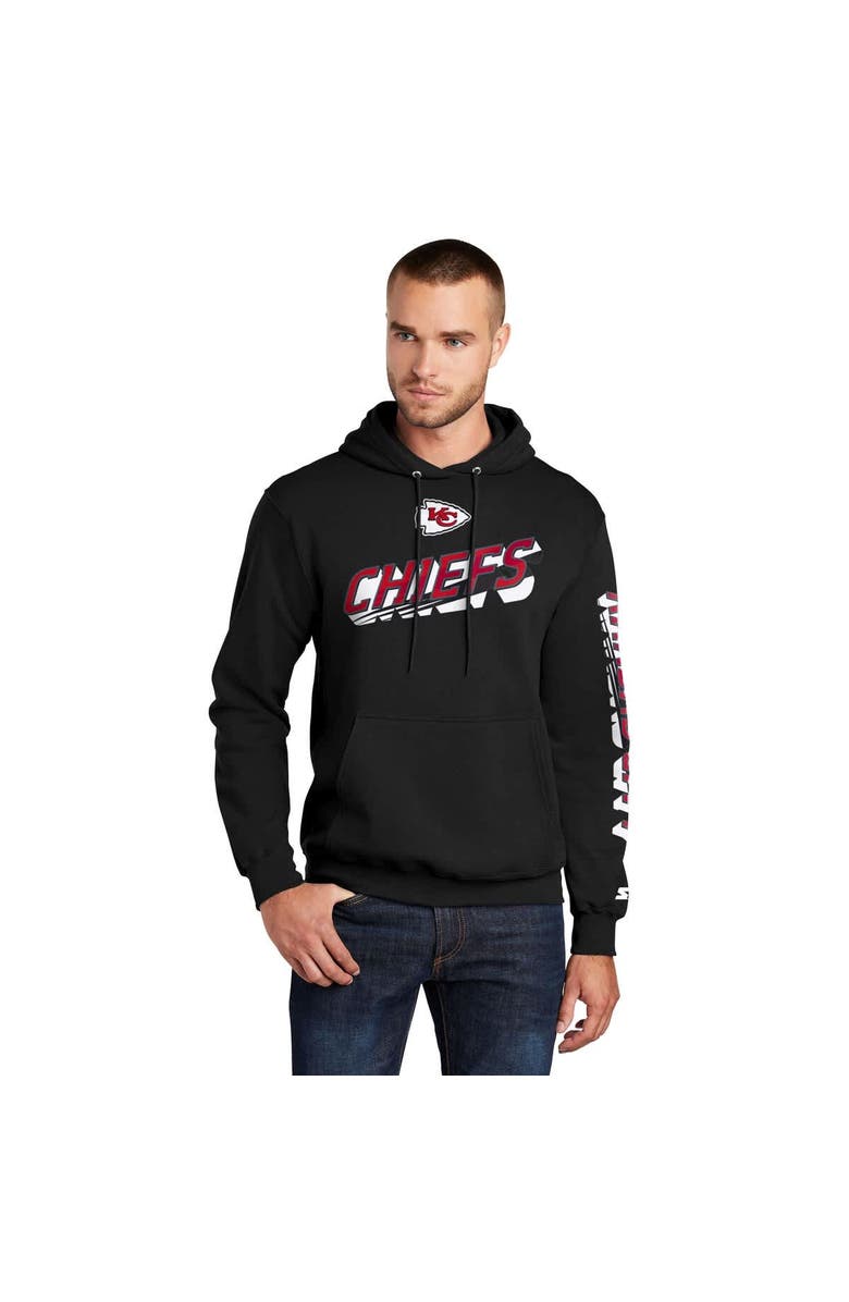 STARTER Men's Starter Black Kansas City Chiefs Wordmark Logo Pullover Hoodie, Main, color, Black