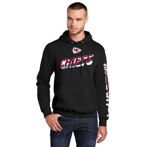 Men's Starter Black Kansas City Chiefs Wordmark Logo Pullover Hoodie