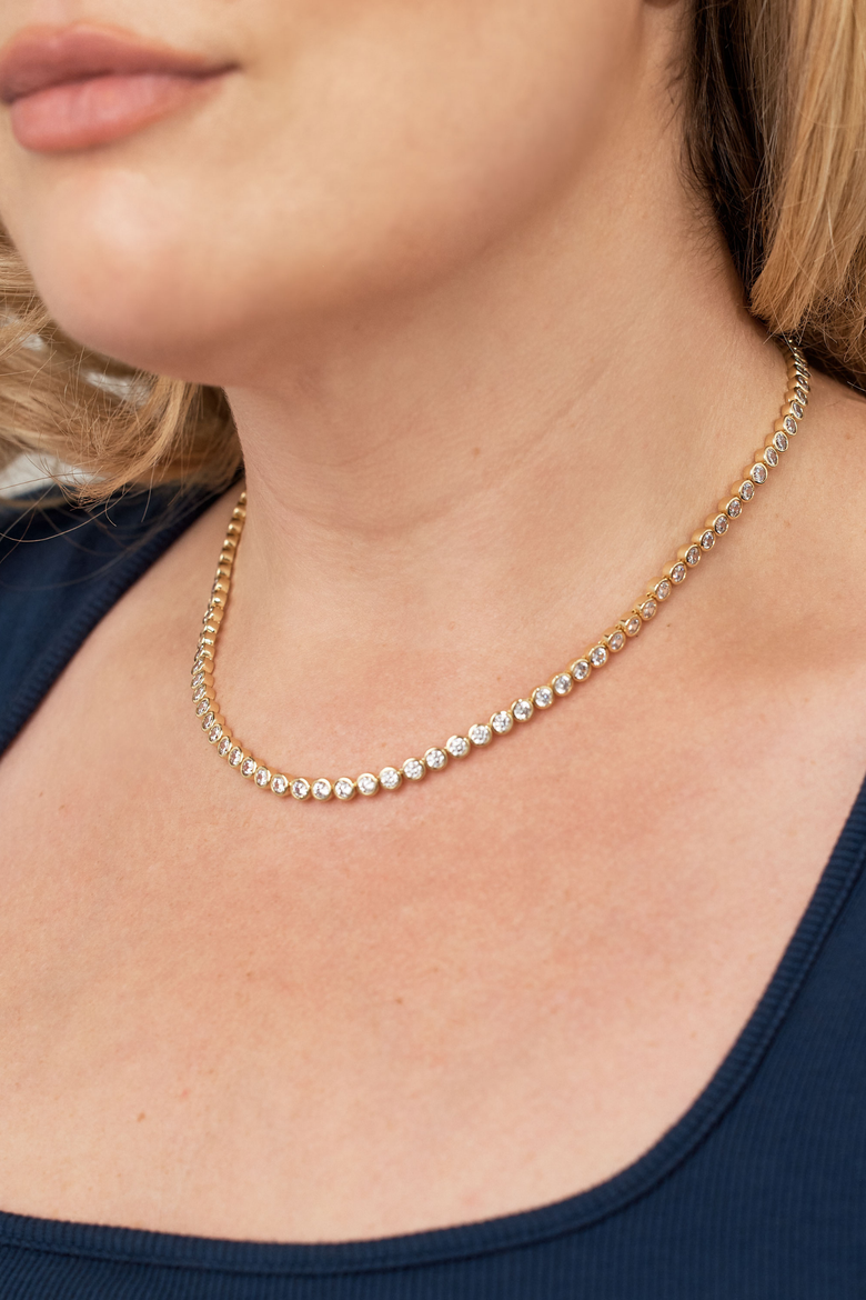 Jewel Bezel Tennis Necklace - Silver, Alternate, color, Silver