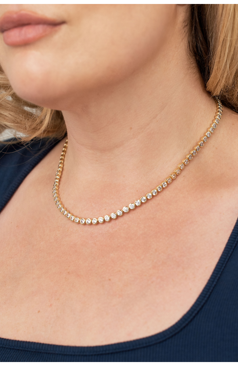 Electric Picks Jewel Bezel Tennis Necklace - Silver, Alternate, color, Silver