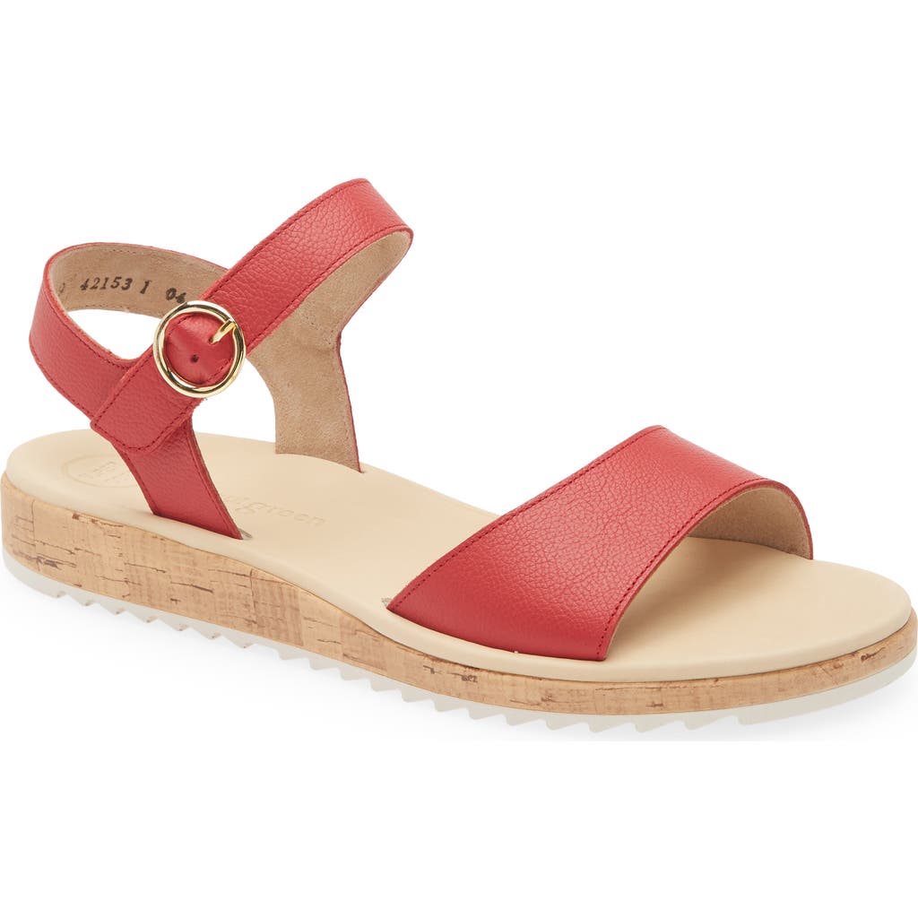 Paul Green Tippi Ankle Strap Platform Wedge Sandal In Red