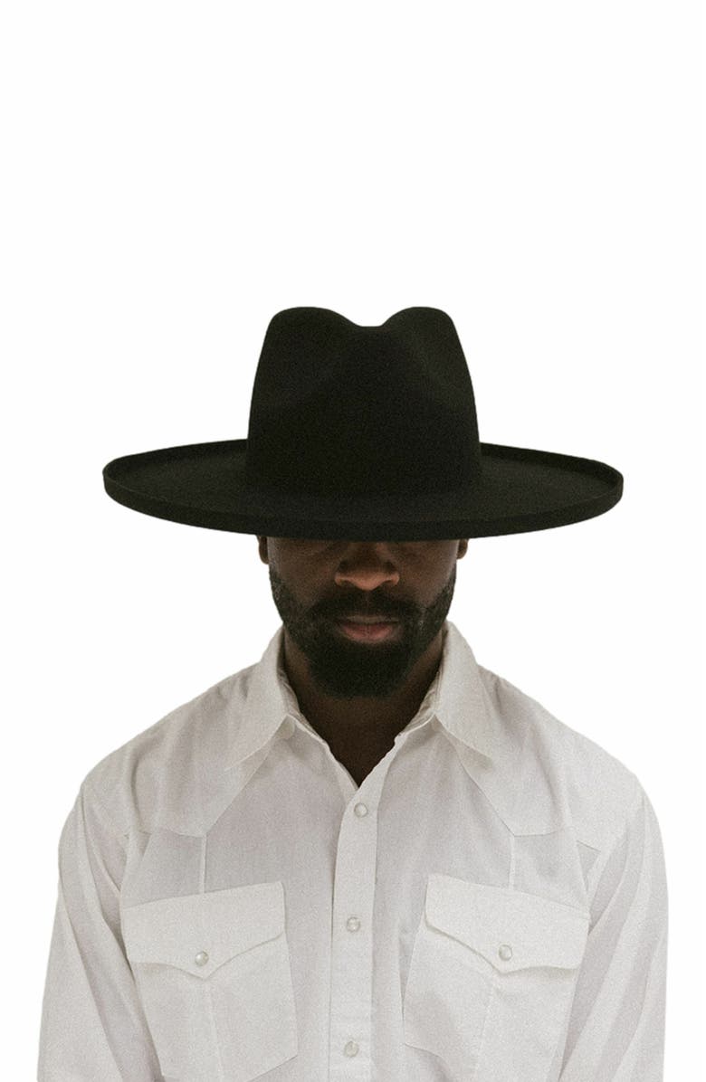 Two Roads Hat Co. Five Points Wide Brim Fedora Hat, Alternate, color, Black