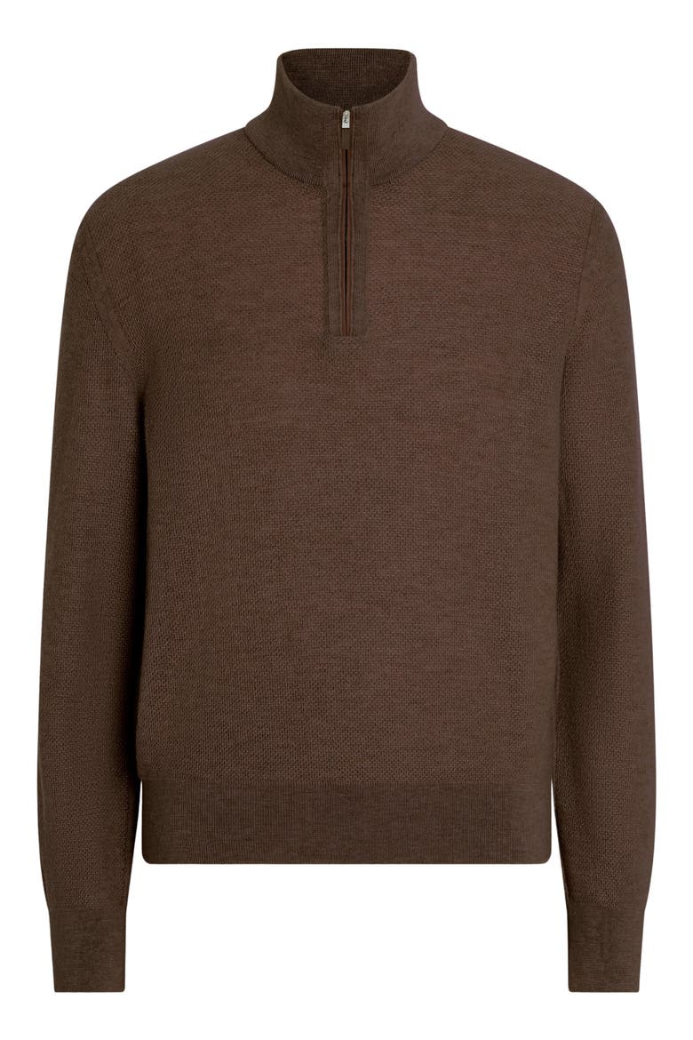 Oasi Cashmere Jacquard Quarter Zip Sweater, Alternate, color, BROWN