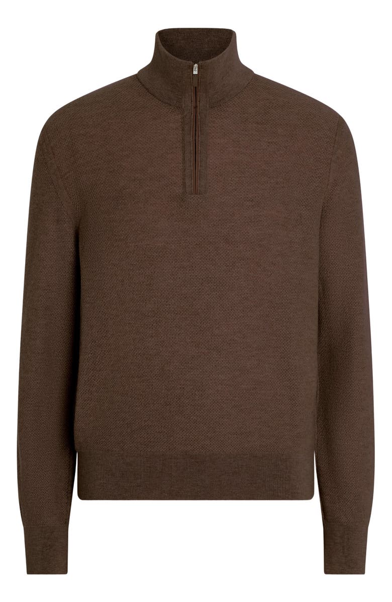 ZEGNA Oasi Cashmere Jacquard Quarter Zip Sweater, Alternate, color, Brown