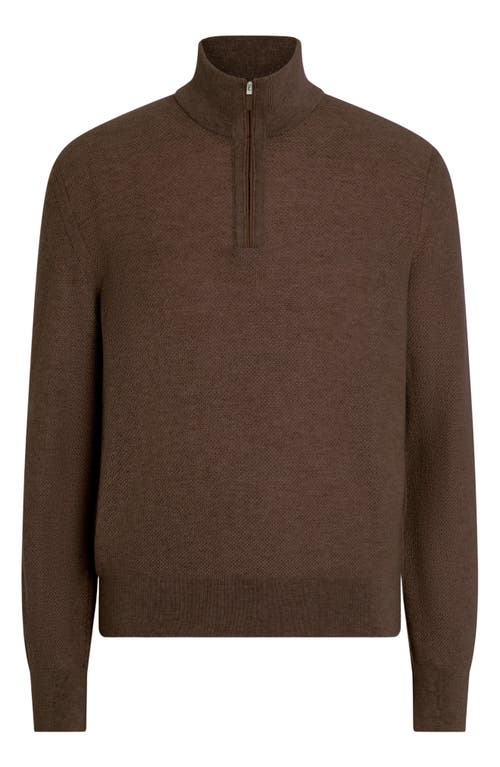 Zegna Oasi Cashmere Jacquard Quarter Zip Sweater In Brown