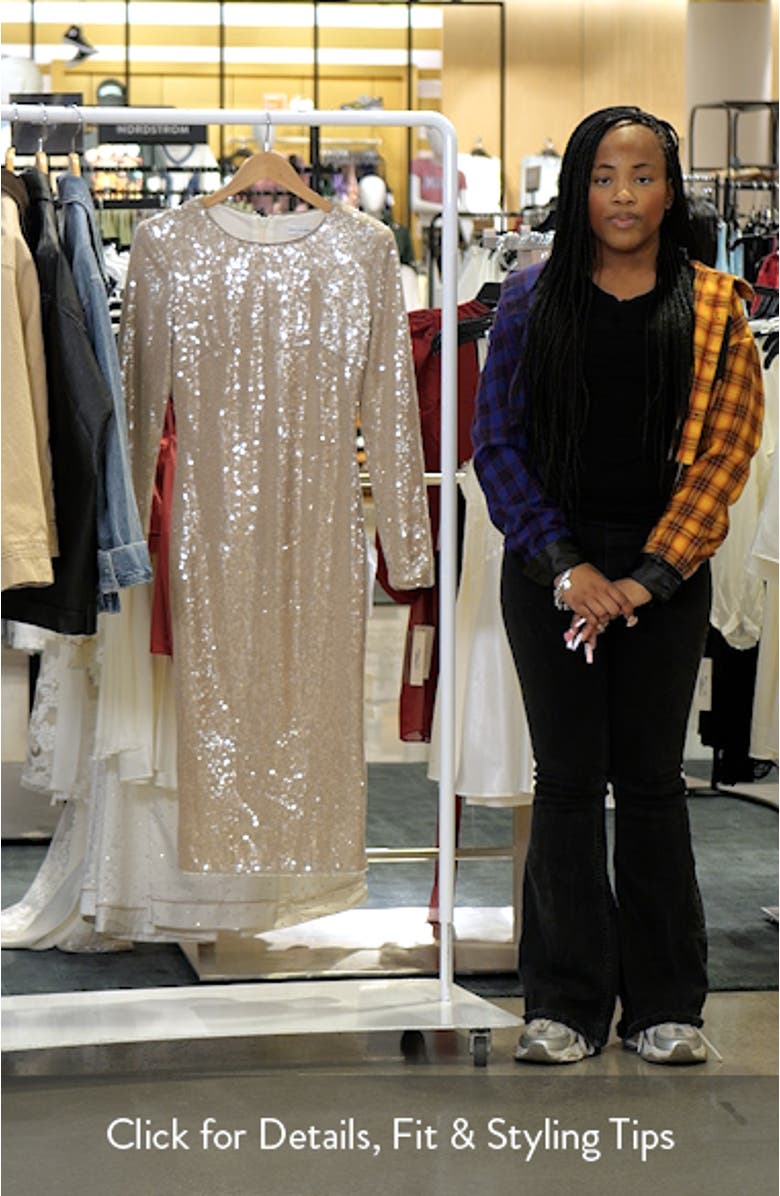 Emmalyn Sequin Long Sleeve Body-Con Cocktail Dress, sales video thumbnail