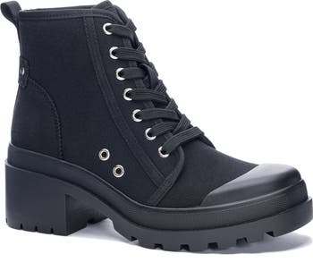Chinese Laundry Women's Bunny Canvas Combat Boots - Sneaker Style Ankle Boots